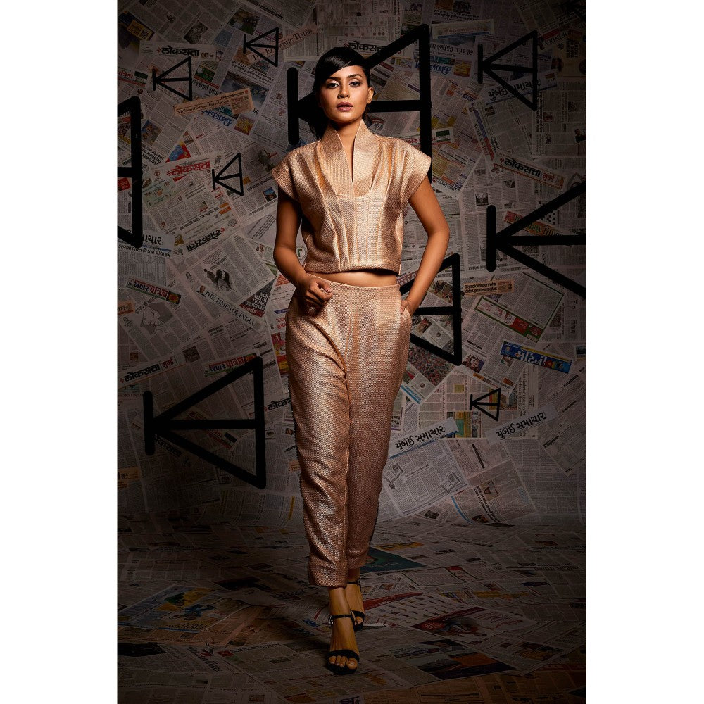 Echke Gold Textured Co-Ord (Set of 2)