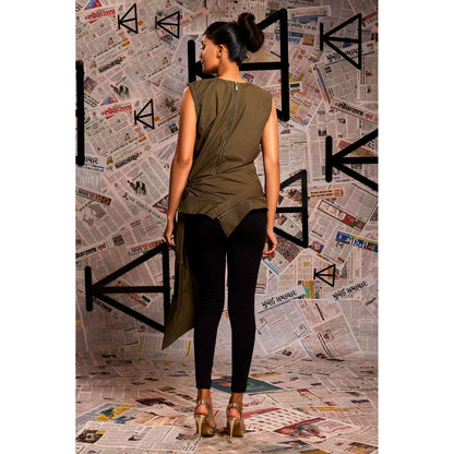 Echke Military Olive Green Upside Down Top