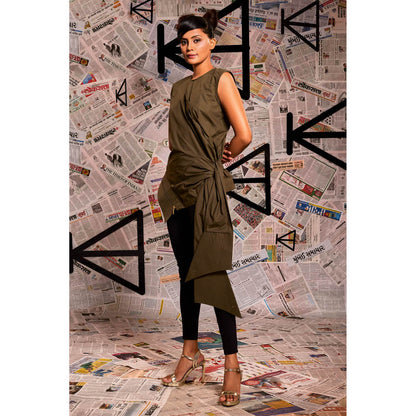 Echke Military Olive Green Upside Down Top