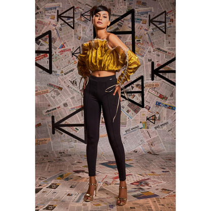 Echke Gold And Silver Foil Strapless Crop Top