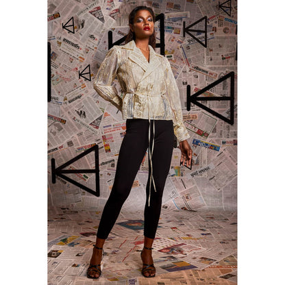 Echke Big Lapel Shirt with Belt (Set of 2)