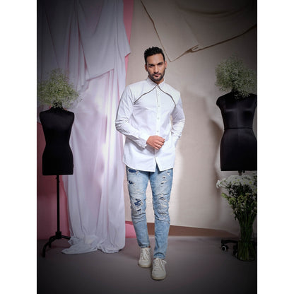 Echke White Zara With Gold Zip Loki Shirt