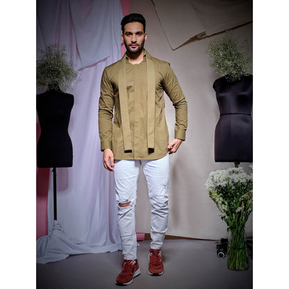 Echke Dull Olive Long Collar Shirt