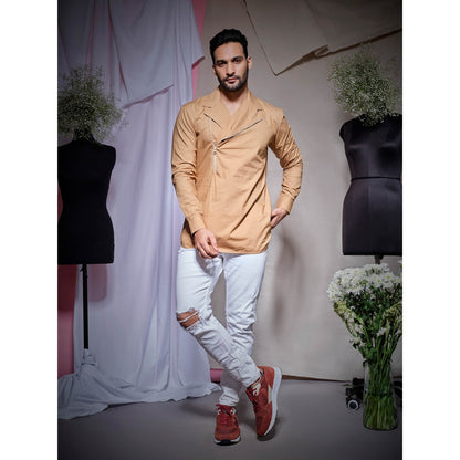 Echke Peach One Side Flap Shirt
