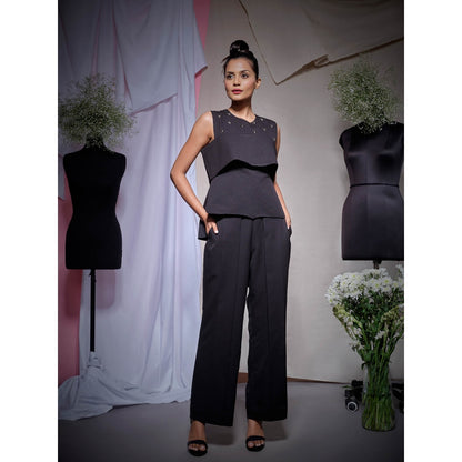 Echke Black Scuba U Peplum Top