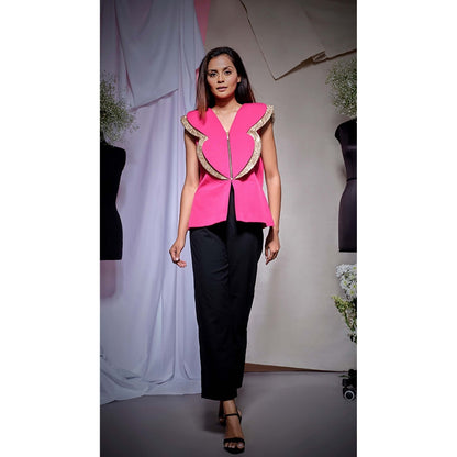 Echke Dark Pink Scuba Bib Top