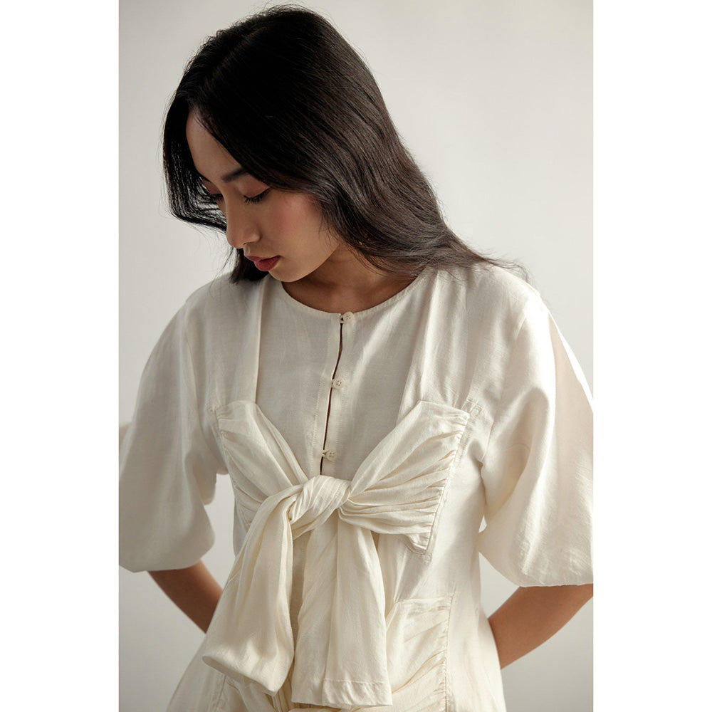EchoStudio Linen Tie Up Top with Pants (Set of 2)