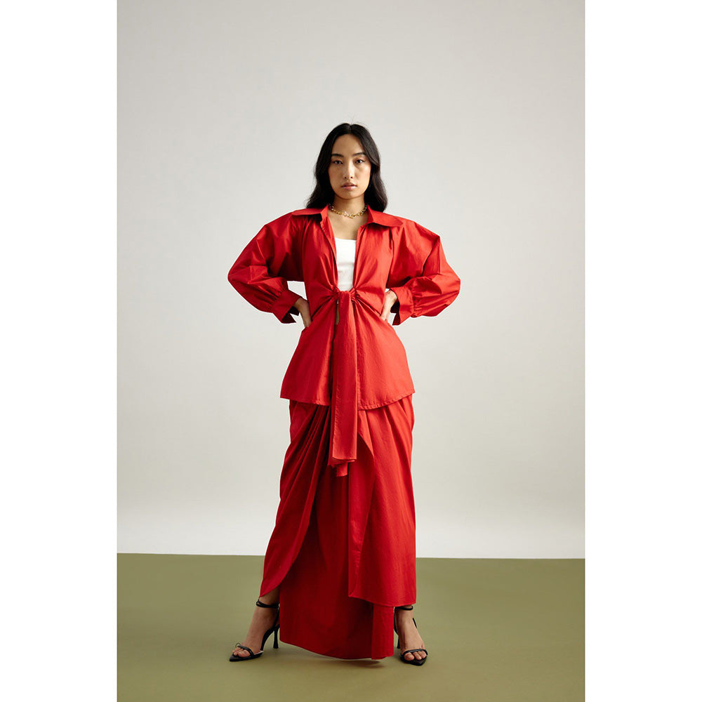 EchoStudio Knotted Jacket Layered with Skirt (Set of 2)