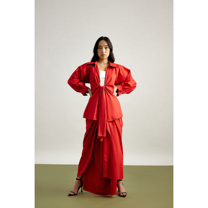 EchoStudio Knotted Jacket Layered with Skirt (Set of 2)