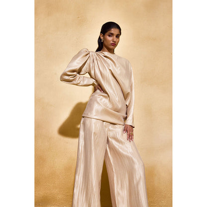 EchoStudio Gold Solid Co-Ord (Set of 2)