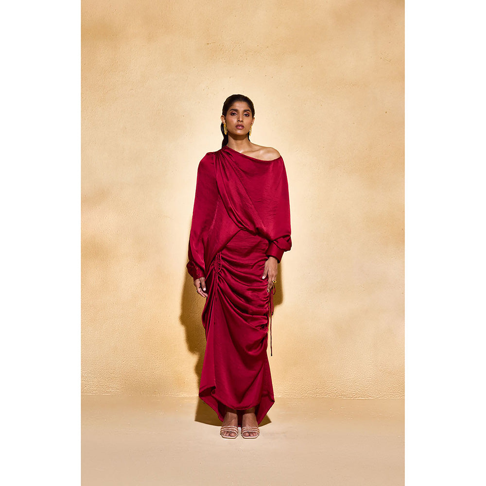 EchoStudio Red Layla Solid Co-Ord (Set of 2)