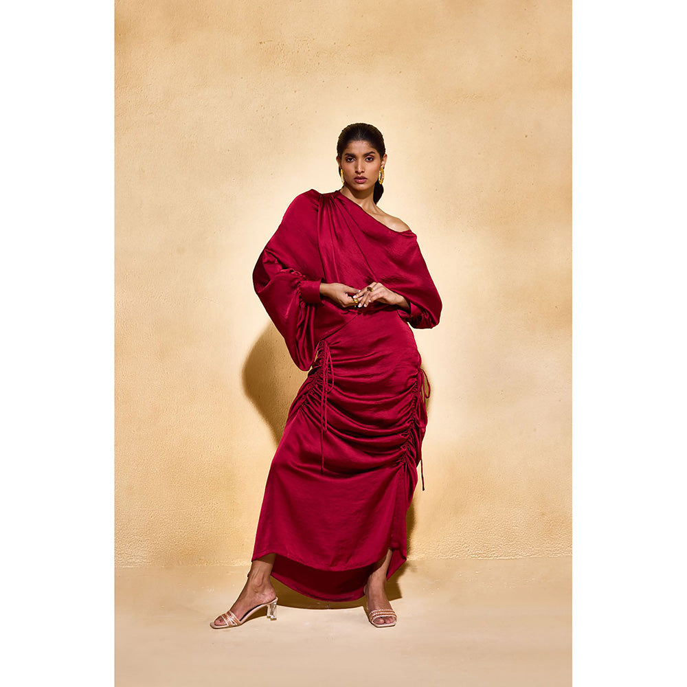 EchoStudio Red Layla Solid Co-Ord (Set of 2)