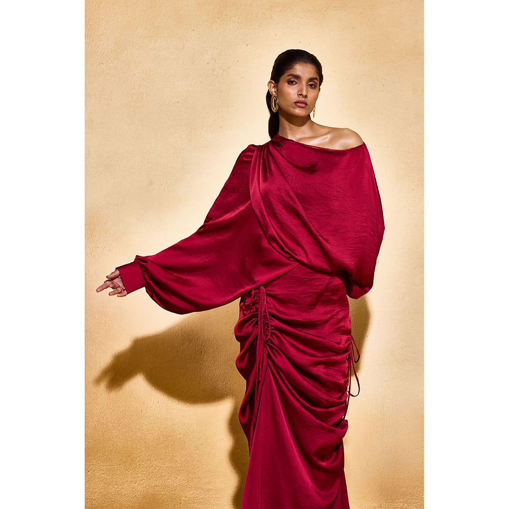 EchoStudio Red Layla Solid Co-Ord (Set of 2)