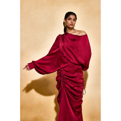 EchoStudio Red Layla Solid Co-Ord (Set of 2)