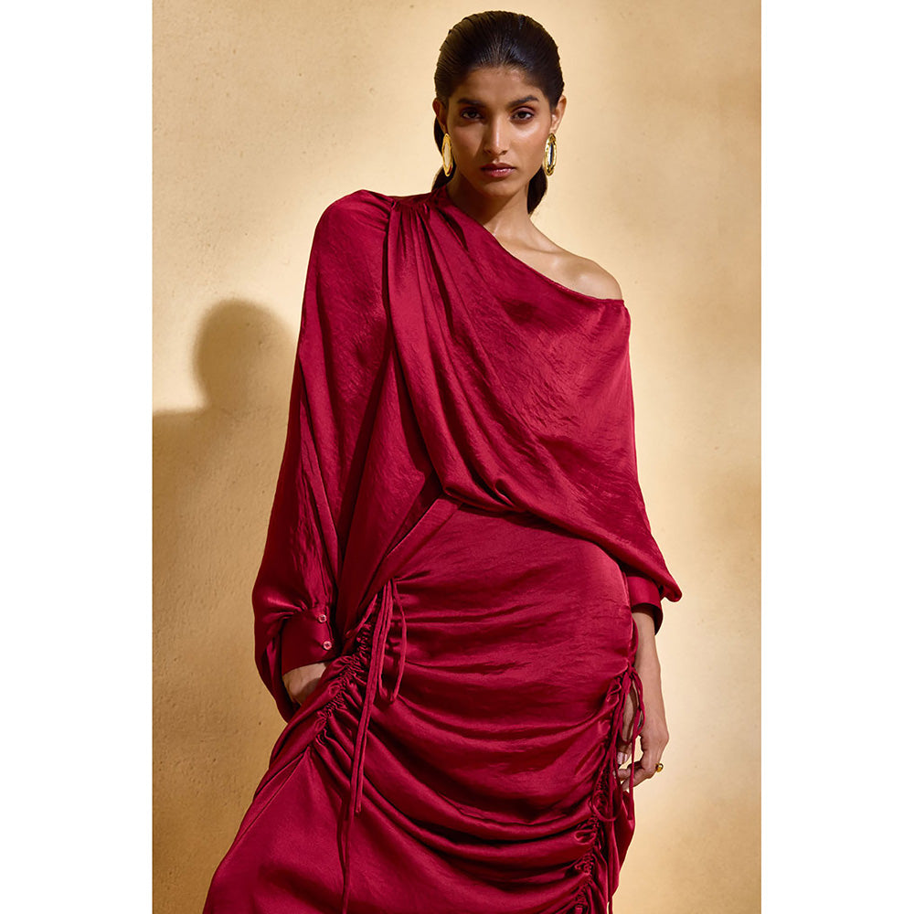 EchoStudio Red Layla Solid Co-Ord (Set of 2)