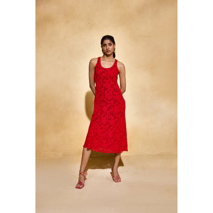 EchoStudio Red Moss Dress