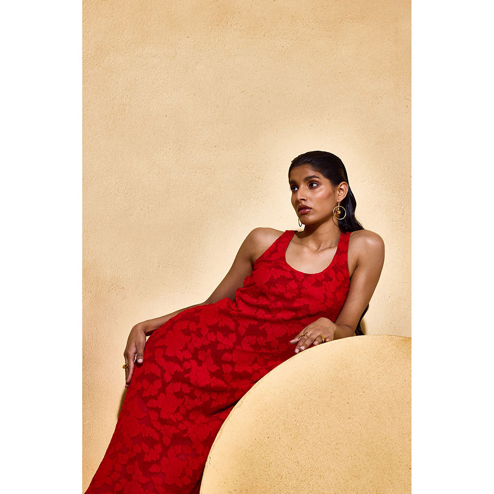EchoStudio Red Moss Dress