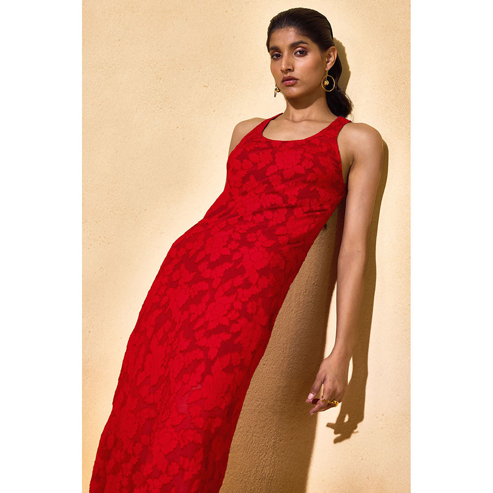 EchoStudio Red Moss Dress