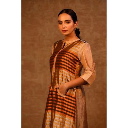 EEDA Multi-Colour Dhun A Line Zari Stripe Dress