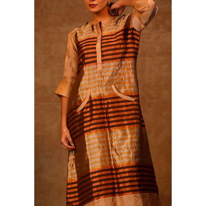 EEDA Multi-Colour Dhun A Line Zari Stripe Dress