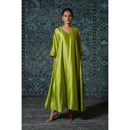 EEDA Green Embroidered Maxi Dress
