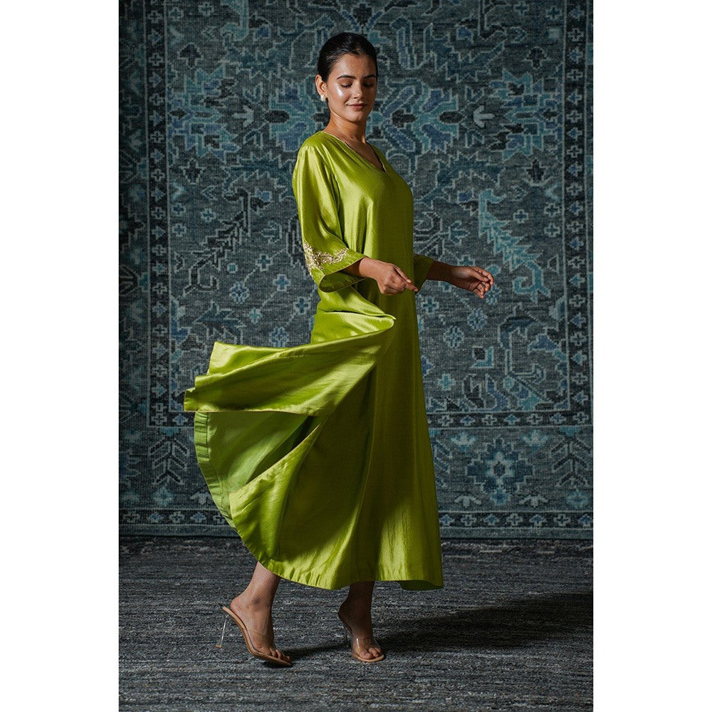 EEDA Green Embroidered Maxi Dress