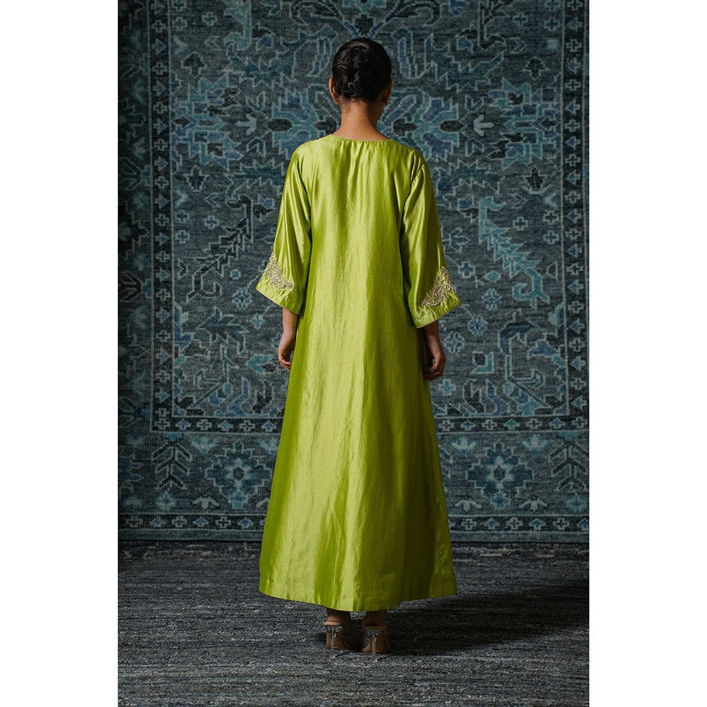 EEDA Green Embroidered Maxi Dress