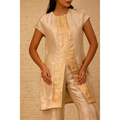 EEDA Ivory Cross Placket Kurti and Pant (Set of 2)