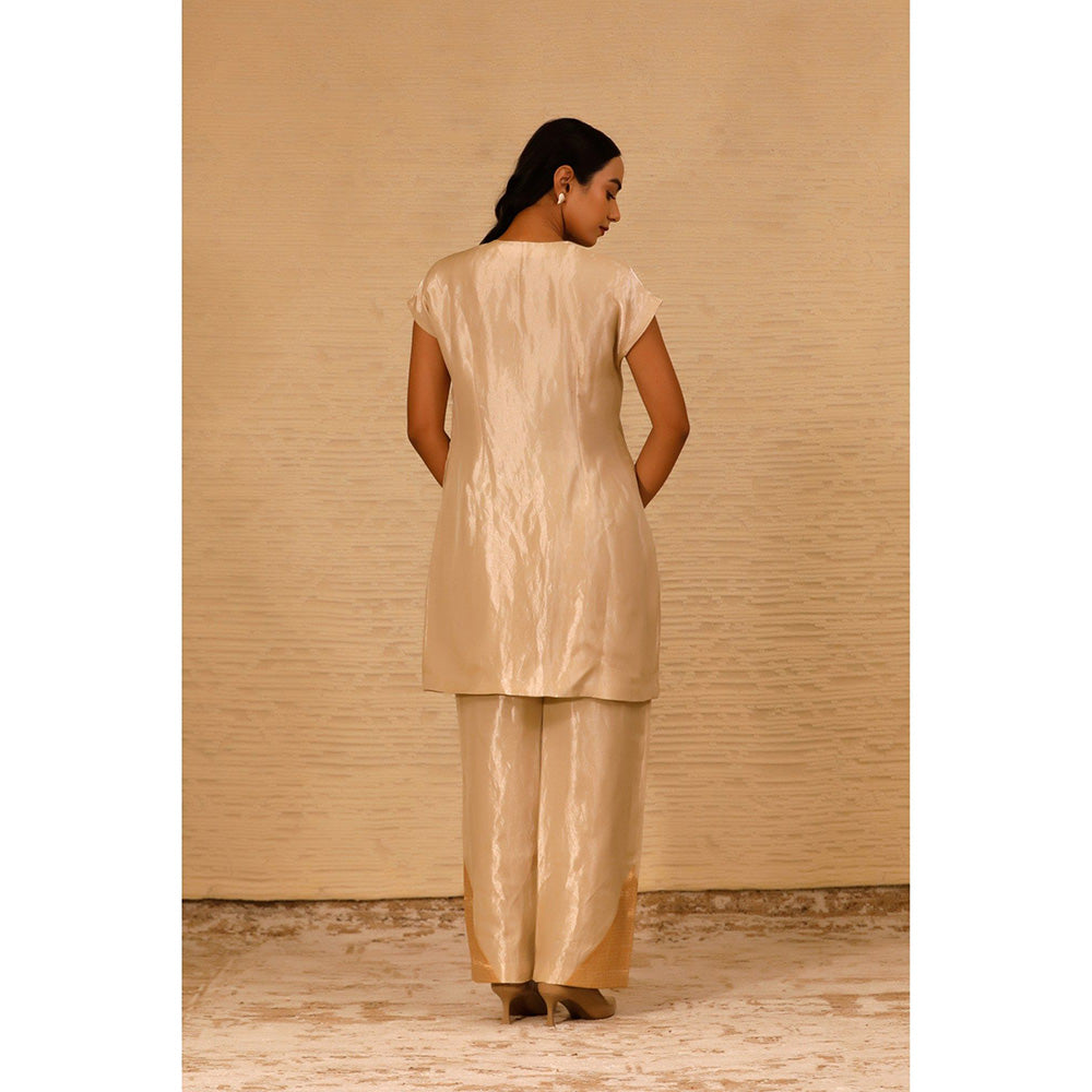 EEDA Ivory Cross Placket Kurti and Pant (Set of 2)
