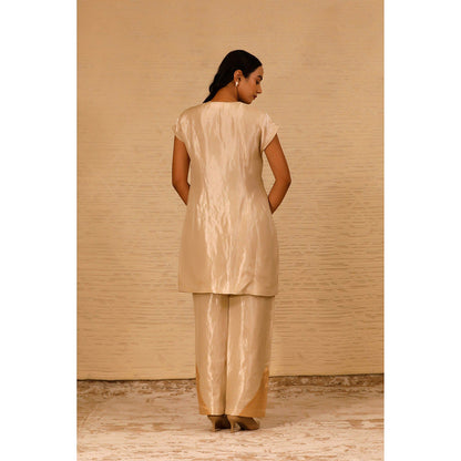 EEDA Ivory Cross Placket Kurti and Pant (Set of 2)