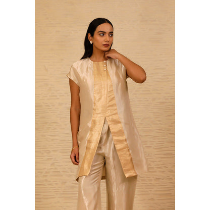 EEDA Ivory Cross Placket Kurti and Pant (Set of 2)
