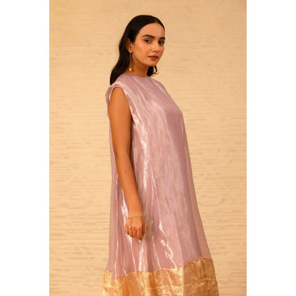EEDA Lavender Color Block Cuffed Shoulder Dress