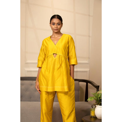 EEDA Yellow Solid/Plain Grace A-Line Co-Ord (Set of 2)