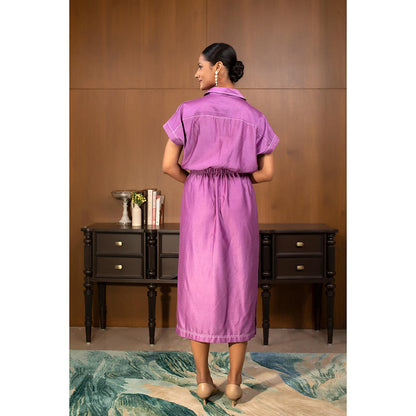EEDA Purple Solid/Plain Grace Collared Dress