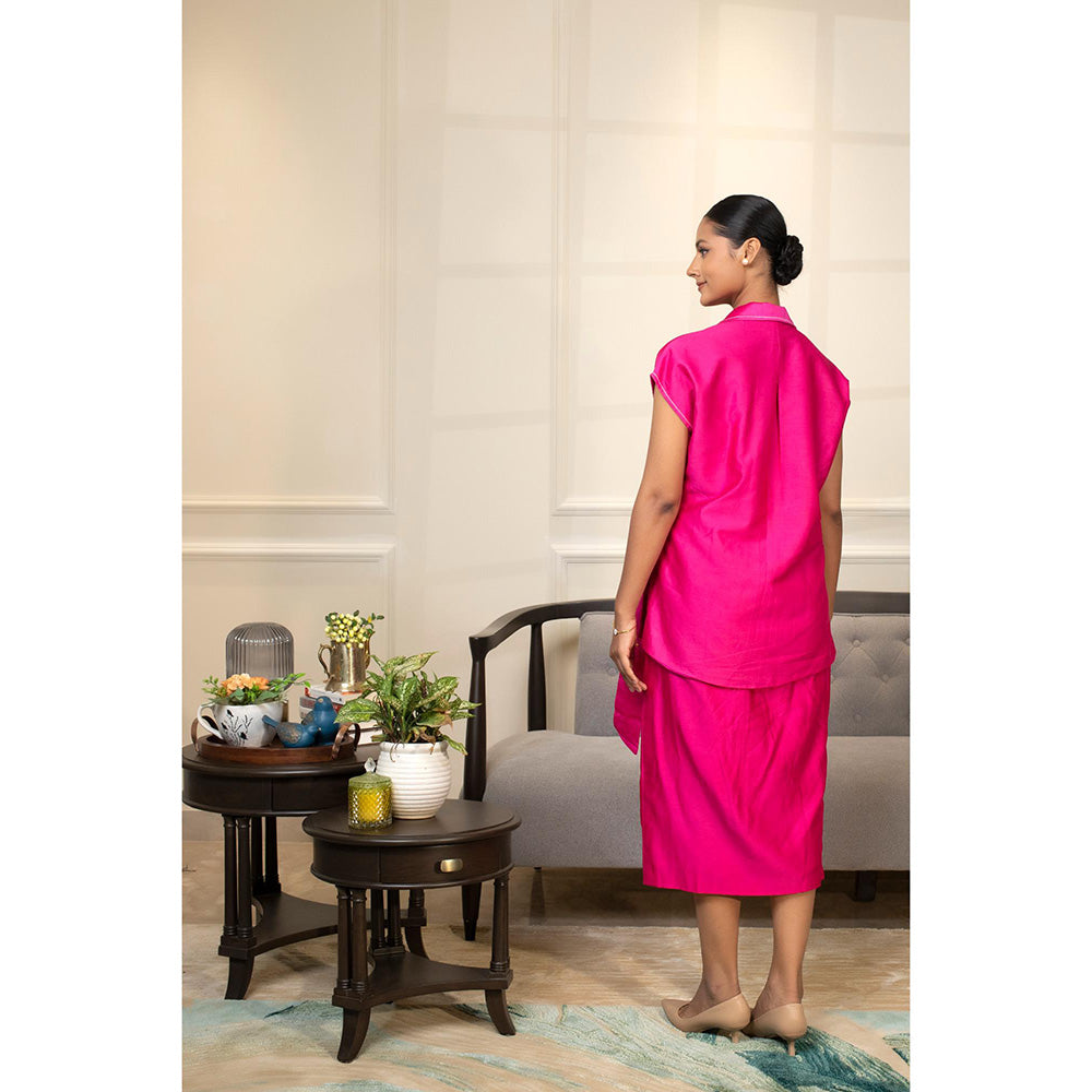 EEDA Pink Solid/Plain Grace Jacket Skirt with Jacket (Set of 2)