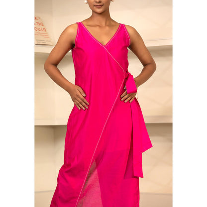 EEDA Pink Solid/Plain Grace Side Knot Dress
