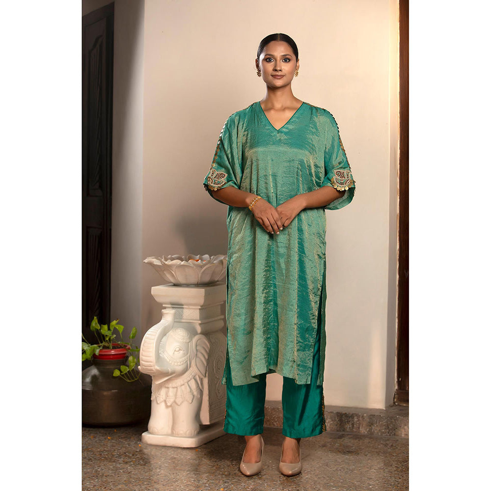 EEDA Parv Green Kurta with Pant (Set of 2)