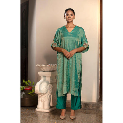 EEDA Parv Green Kurta with Pant (Set of 2)