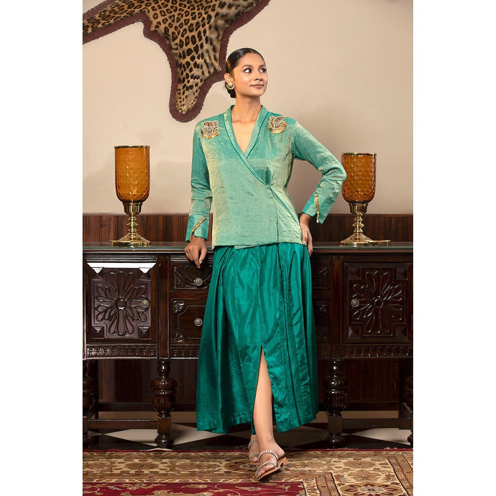 EEDA Parv Green Skirt with Top (Set of 2)