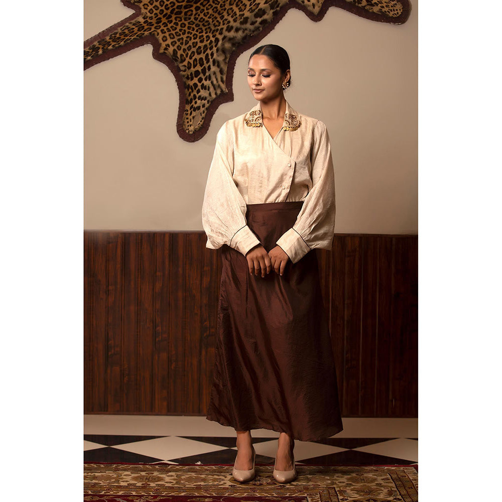 EEDA Parv Beige Shirt with Skirt (Set of 2)