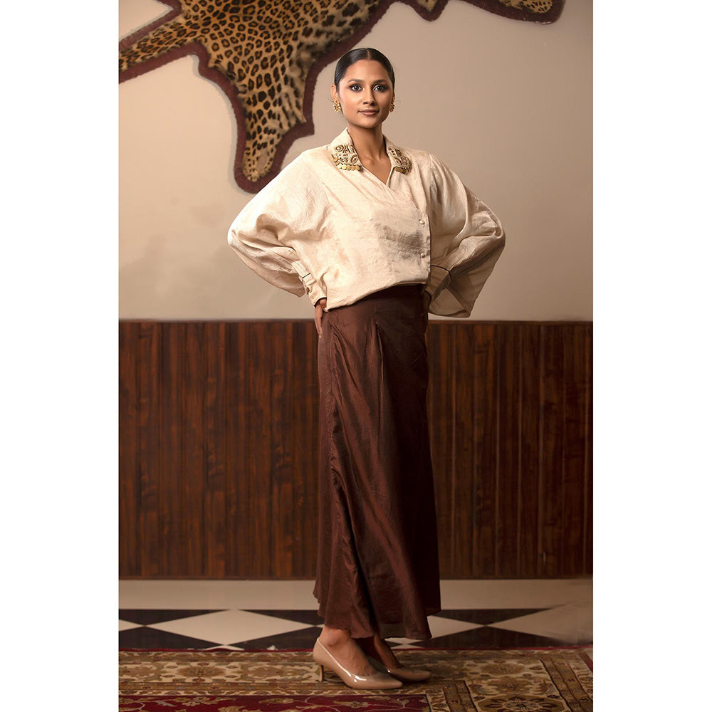 EEDA Parv Beige Shirt with Skirt (Set of 2)