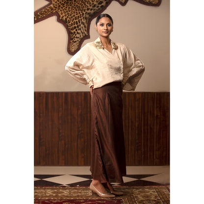 EEDA Parv Beige Shirt with Skirt (Set of 2)