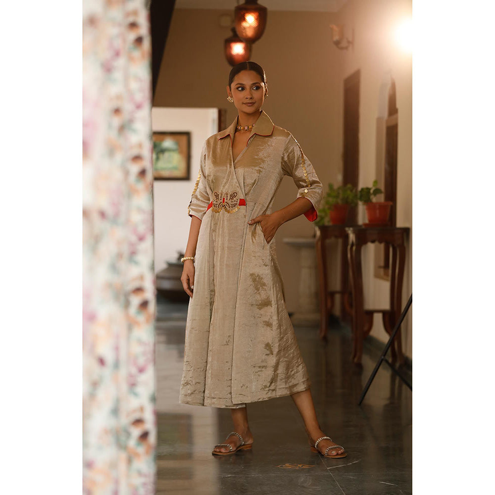 EEDA Parv Beige Midi Dress