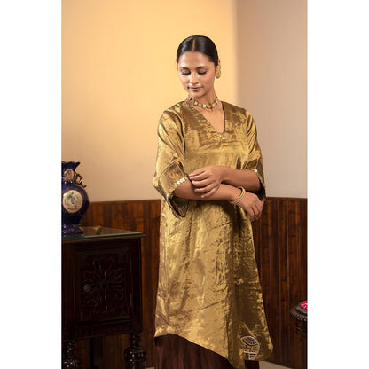 EEDA Parv Gold Kurta with Palazzo (Set of 2)
