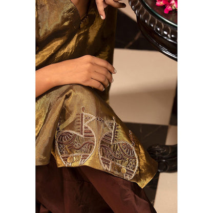 EEDA Parv Gold Kurta with Palazzo (Set of 2)