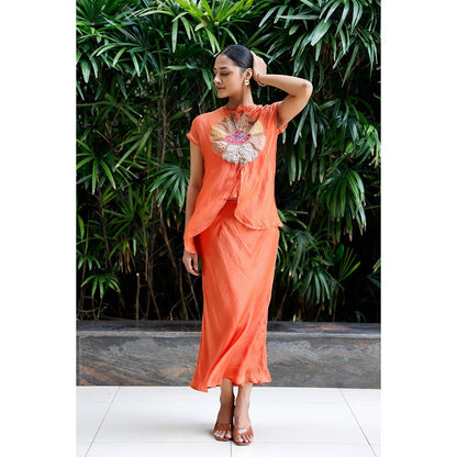 EEDA Orange Patch Top with Skirt (Set of 2)