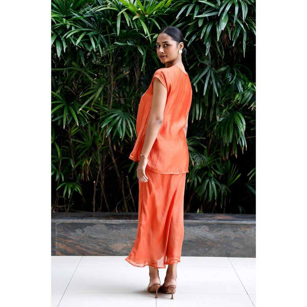 EEDA Orange Patch Top with Skirt (Set of 2)