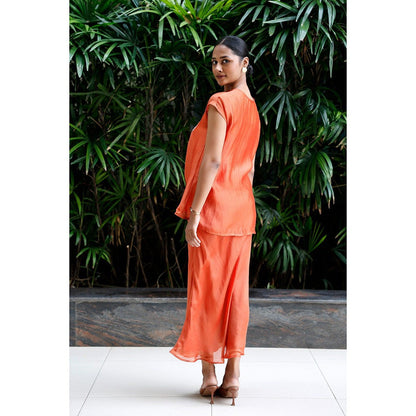 EEDA Orange Patch Top with Skirt (Set of 2)