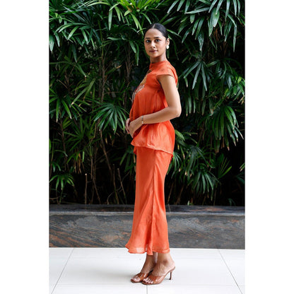 EEDA Orange Patch Top with Skirt (Set of 2)
