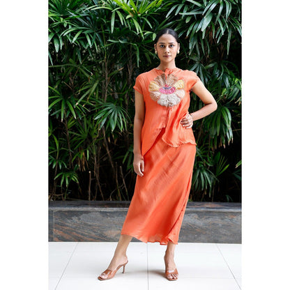 EEDA Orange Patch Top with Skirt (Set of 2)